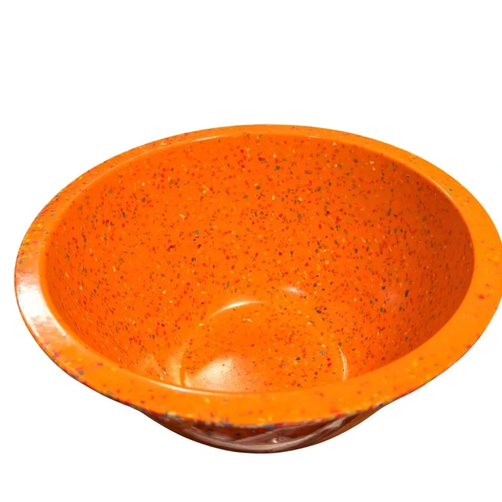 Zak Designs Confetti Melamine Mixing Bowl Set Retro MCM Speckled Orange Yellow 2